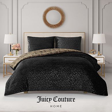 Juicy Couture Embossed Leopard Print Reversible Comforter Set