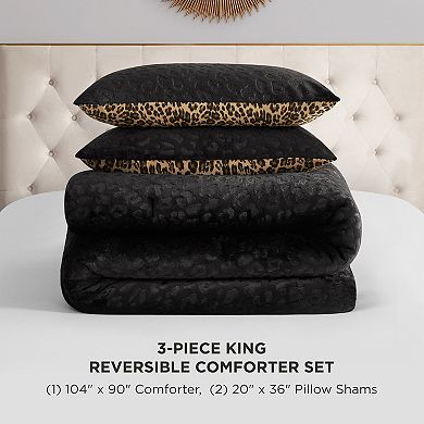 Juicy Couture Embossed Leopard Print Reversible Comforter Set