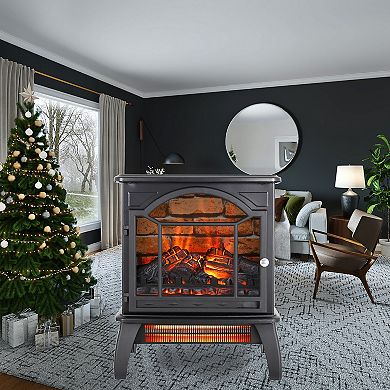 LOVMOR 3d Flame Electric Infrared Quartz Fireplace Stove With Remote Control