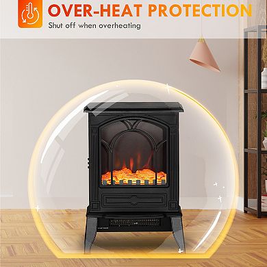 LOVMOR Free Standing Electric Fireplace Stove Fire Place Heater Realistic Flame Effect Overhea