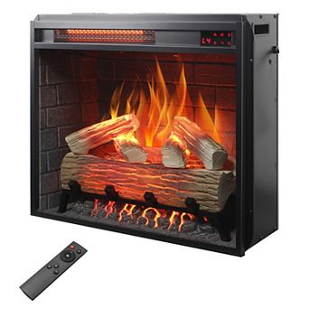 LOVMOR Infrared Heating Electric Fireplace Insert With Log Set Realistic Flame Remote Control Timer