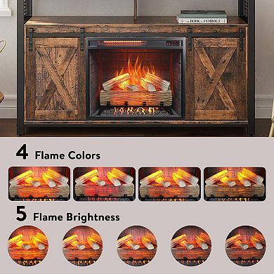 LOVMOR Infrared Heating Electric Fireplace Insert With Log Set Realistic Flame Remote Control Timer