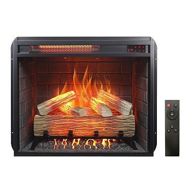 LOVMOR Infrared Heating Electric Fireplace Insert With Log Set Realistic Flame Remote Control Timer
