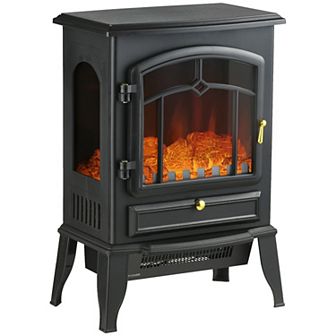 LOVMOR Electric Fireplace Stove Freestanding Heater 3 Sided Realistic Flame