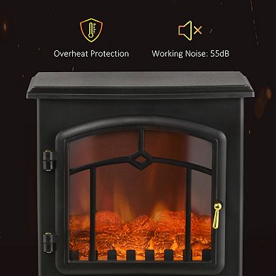 LOVMOR Electric Fireplace Stove Freestanding Heater 3 Sided Realistic Flame