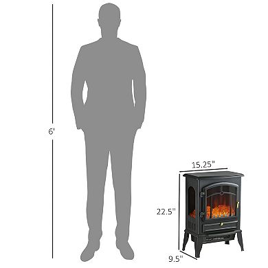 LOVMOR Electric Fireplace Stove Freestanding Heater 3 Sided Realistic Flame