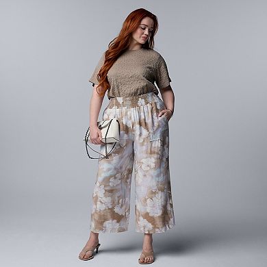 Plus Size Simply Vera Vera Wang Cropped Wide Leg Travel Pants