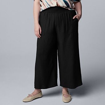 Plus Size Simply Vera Vera Wang Cropped Wide Leg Travel Pants