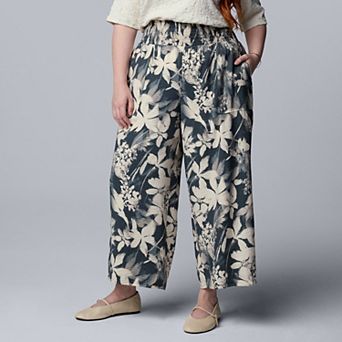 Plus Size Simply Vera Vera Wang Cropped Wide Leg Travel Pants