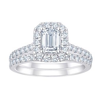 Brilliant Love 10k White Gold 1 1/2 Carat T.W. Lab Grown Diamond Bridal Set