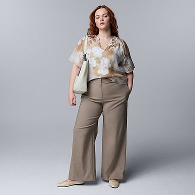 Plus Size Simply Vera Vera Wang Luxe Twill Wide Leg Pants