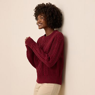 Cable Knit Crew Sweater Made With Organic Cotton