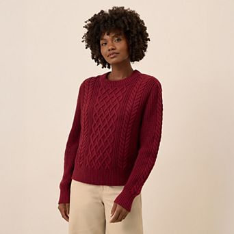Cable Knit Crew Sweater Made With Organic Cotton
