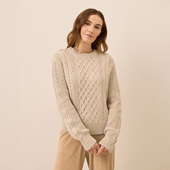 Cable Knit Crew Sweater Made With Organic Cotton