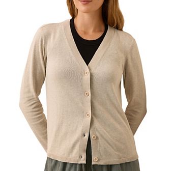 Classic Fine Knit V-Neck Cardigan Made With Organic Cotton