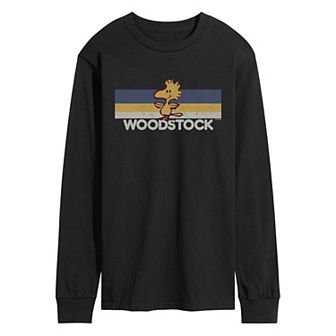 Men's Peanuts Woodstock Stripes Retro Long Sleeve Graphic Tee