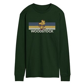 Men's Peanuts Woodstock Stripes Retro Long Sleeve Graphic Tee