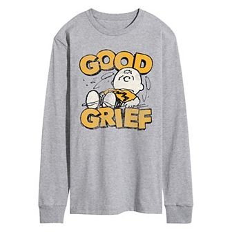 Men's Peanuts Charlie Brown Good Grief Vintage Long Sleeve Graphic Tee