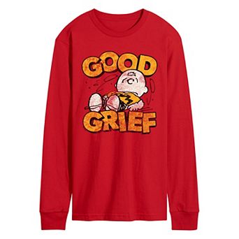 Men's Peanuts Charlie Brown Good Grief Vintage Long Sleeve Graphic Tee