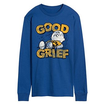 Men's Peanuts Charlie Brown Good Grief Vintage Long Sleeve Graphic Tee