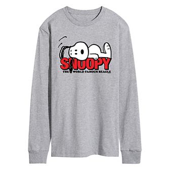 Men's Peanuts Snoopy The World Famous Beagle Long Sleeve Graphic Tee