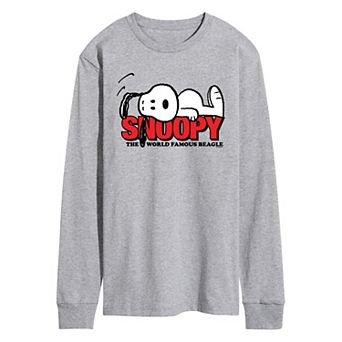 Men's Peanuts Snoopy The World Famous Beagle Long Sleeve Graphic Tee