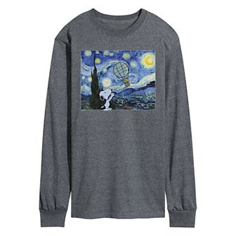 Men's Peanuts The Starry Night Long Sleeve Graphic Tee