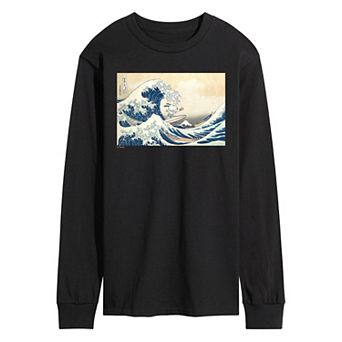 Men's Peanuts The Great Wave Off Kanagawa Long Sleeve Graphic Tee