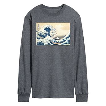 Men's Peanuts The Great Wave Off Kanagawa Long Sleeve Graphic Tee