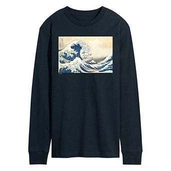 Men's Peanuts The Great Wave Off Kanagawa Long Sleeve Graphic Tee