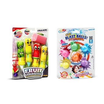 Lanard Toys 4 pc Chalkie Mini Blast Balls & Fruit Chalk Stick Combo Set