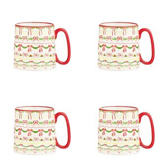 10 Strawberry Street Bella Holiday 18-oz. 4 pc Hand-Painted Mug Set