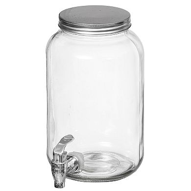 Basicwise 2-Pcs Versatile Glass Drink Dispenser with Metal Stand & Stainless Steel Spigots