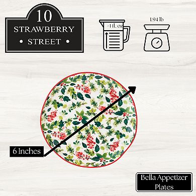 10 Strawberry Street Bella 4-pc. Christmas Collection Appetizer Plate Set