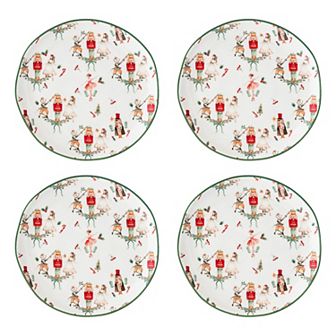 10 Strawberry Street Bella 4 pc Christmas Collection Appetizer Plate Set