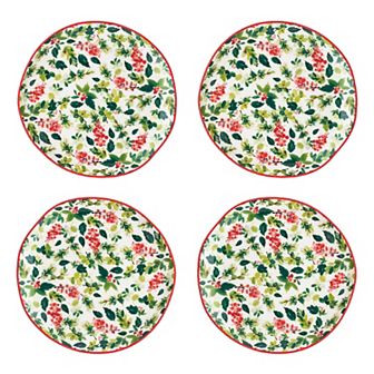 10 Strawberry Street Bella 4 pc Christmas Collection Appetizer Plate Set