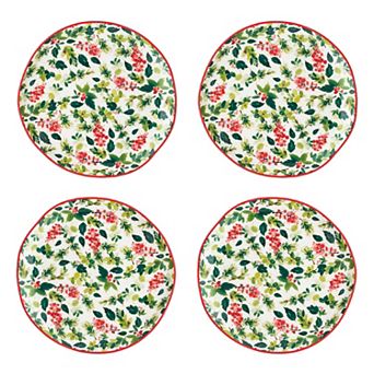10 Strawberry Street Bella 4 pc Christmas Collection Appetizer Plate Set