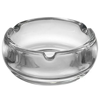 Basicwise Elegant Glass Round Portable and Modern Ashtray - Perfect for Smokers