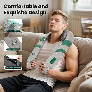 Snailax Shiatsu Neck Massager with Heat,Shoulder and Back massage, Embroidery Gift