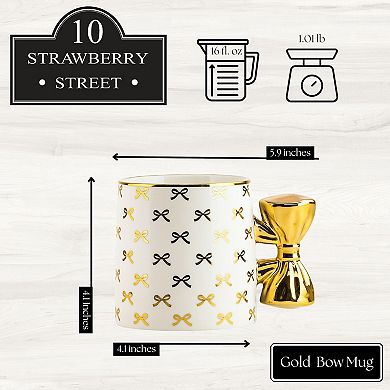 10 Strawberry Street 16-oz. Set of 4 Mugs with Bow Handle
