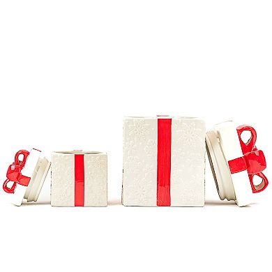 10 Strawberry Street Gift Box 2-pc. Cookie Jar Set with Decorative Ribbons