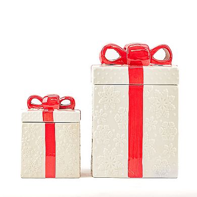 10 Strawberry Street Gift Box 2-pc. Cookie Jar Set with Decorative Ribbons