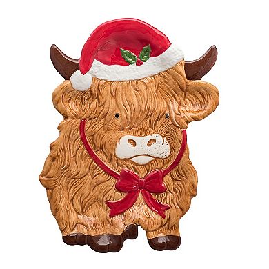 10 Strawberry Street Highland Cow Holiday Serving Platter Set of 2