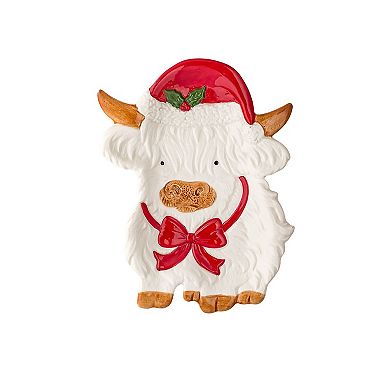 10 Strawberry Street Highland Cow Holiday Serving Platter Set of 2