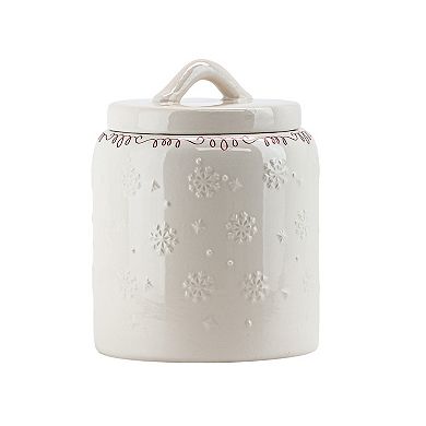 10 Strawberry Street Set of 2 Ceramic Holiday Canisters with Embossed Details