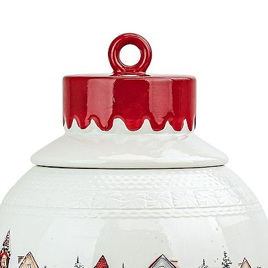10 Strawberry Street Winter Village Scene Ceramic Canister