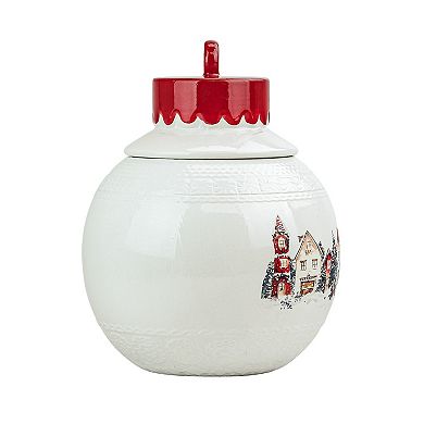 10 Strawberry Street Winter Village Scene Ceramic Canister