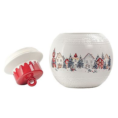 10 Strawberry Street Winter Village Scene Ceramic Canister