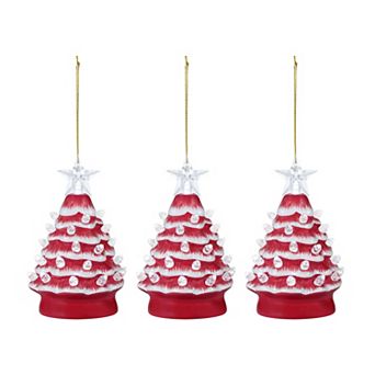 Mr Christmas 3 pc Ceramic Christmas Tree Ornament Set with Clear White Bulbs