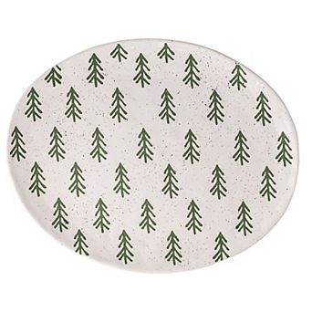 10 Strawberry Street Christmas Tree Motif Oval Serving Platter